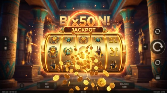 Slot a tema egizio con rulli dorati e simboli allineati, esempio di gioco del catalogo Winnita